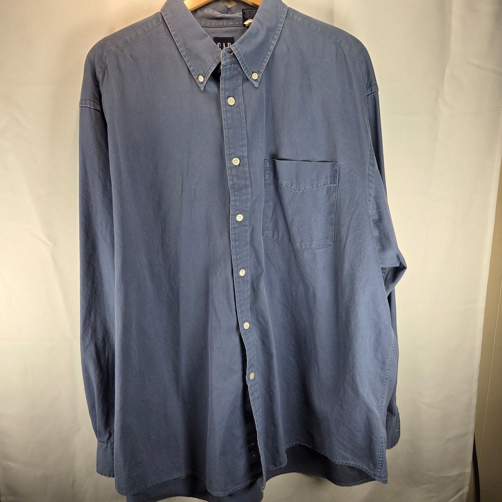 Gap Dress Shirt Mens XL Blue Cotton Classic Fit Long Sleeve Preppy Button Down